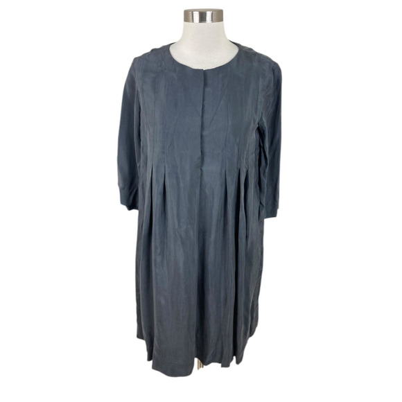 COS NEW Charcoal Gray Lagenlook Minimalist Shirt Dress Pockets Size 4 Relaxed - Picture 1 of 4
